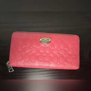 Coach Embossed Dark Pink Leather Wallet